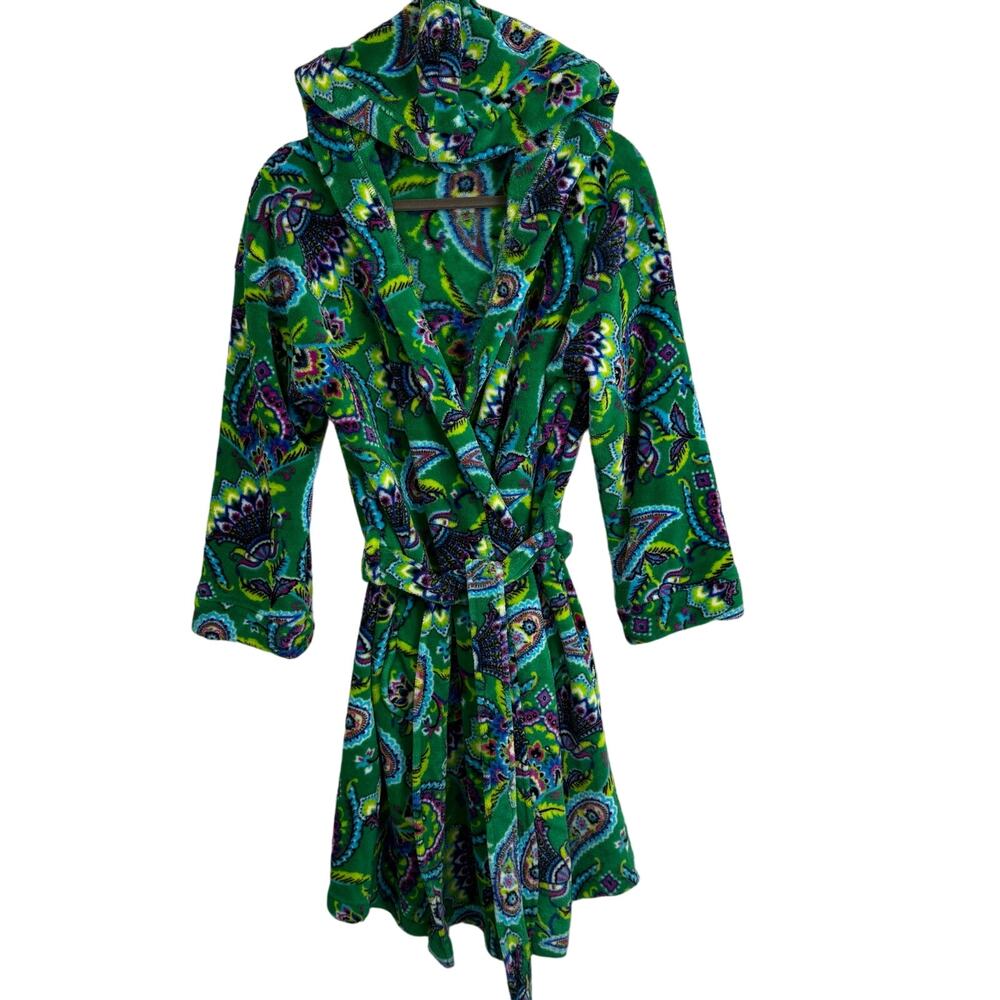 Vera Bradley Green Vibrant Paisley Printed Belted Robe Size Small Medium Color
